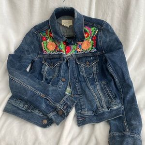 EMBROIDERED DARK DENIM JACKET